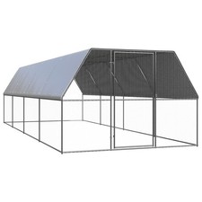Large Outdoor Chicken Coop with Lock 9.8x26.2 ft Galvanized Steel Poultry Run
