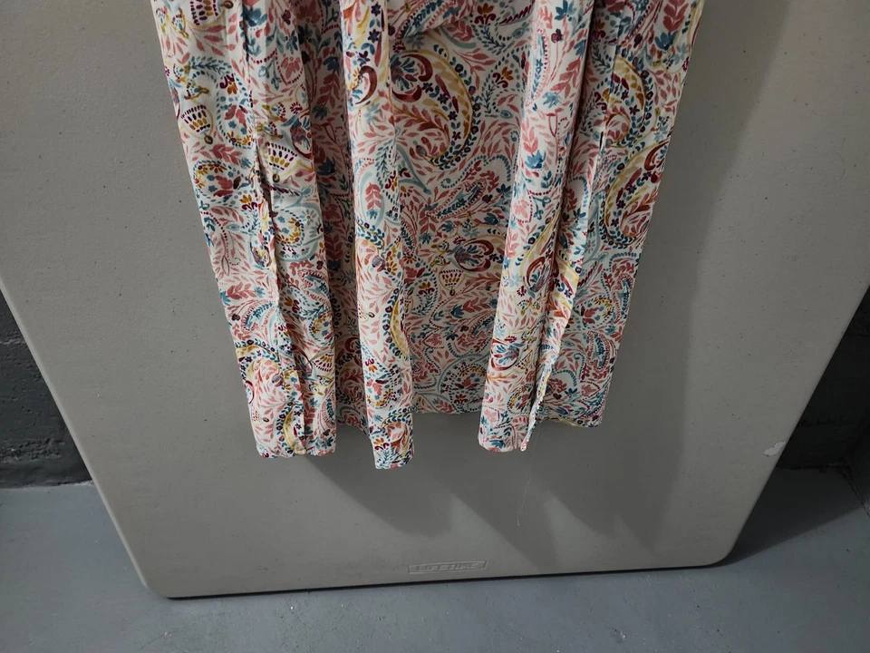 Lucky Brand Dress Womens XL Maxi Short Sleeve Button Shirt Floral Waist Tie Pkts - Image 3 of 4