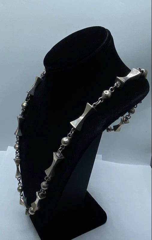 Sterling Silver Modernist Taxco Necklace 88.6g - Image 4 of 4