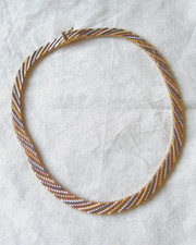 Beautiful Vintage 3 tone Colour gold plated choker necklace 70s 80s /  16 inch