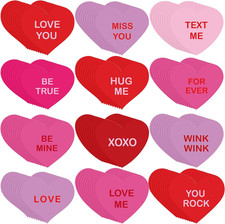 60 Pcs Valentine'S Day Conversation Heart Cutout Heart Accent Cut Out Valentine