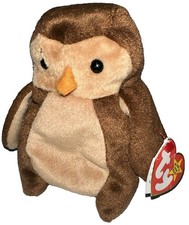 Ty Beanie Baby Hoot Owl Brown Plush Stuffed Animal Collectible