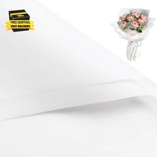 20 Sheets Flower Wrapping Paper - 22.4 X 22.4 Inch Pure White Water-Resistant Fl