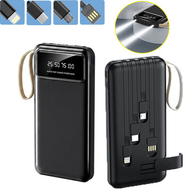 Kovol Powerbank 50.000mAh mit integriertem USB-C USB A Kabel portables Ladeger t
