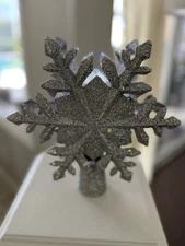 Silver Glitter Snowflake Projection Tree Topper Moving Light Projector Christmas