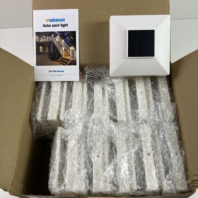VOLISUN 4x4 Solar Post Cap Light for Wooden/Vinyl Post 12 Pack White