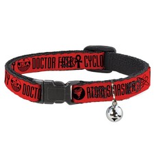 Cat Collar Breakaway with Bell Black Adam JUSTICE SOCIETY Icons and Text Red/Bla