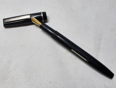 Vintage Osmiroid 65 Fountain Pen Black Chrome Lever Fill Gold Nib Made England