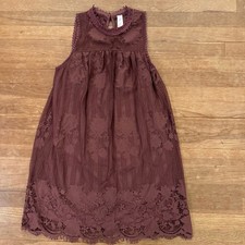 No Boundaries plum sleeveless lace mini shift dress junior's size 7 b64