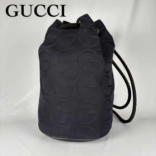 GUCCI Tom Ford Era One Shoulder Bag Drawstring Backpack Nylon Leather Used