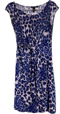 Vince Camuto Blue Black Cheetah Print Wrap Dress Size Small