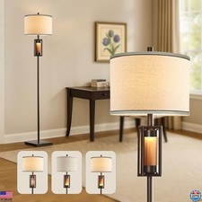 Chic 63'' Rustic Floor Lamp with Dual Light Sources - Vintage Farmhouse, Bulbs