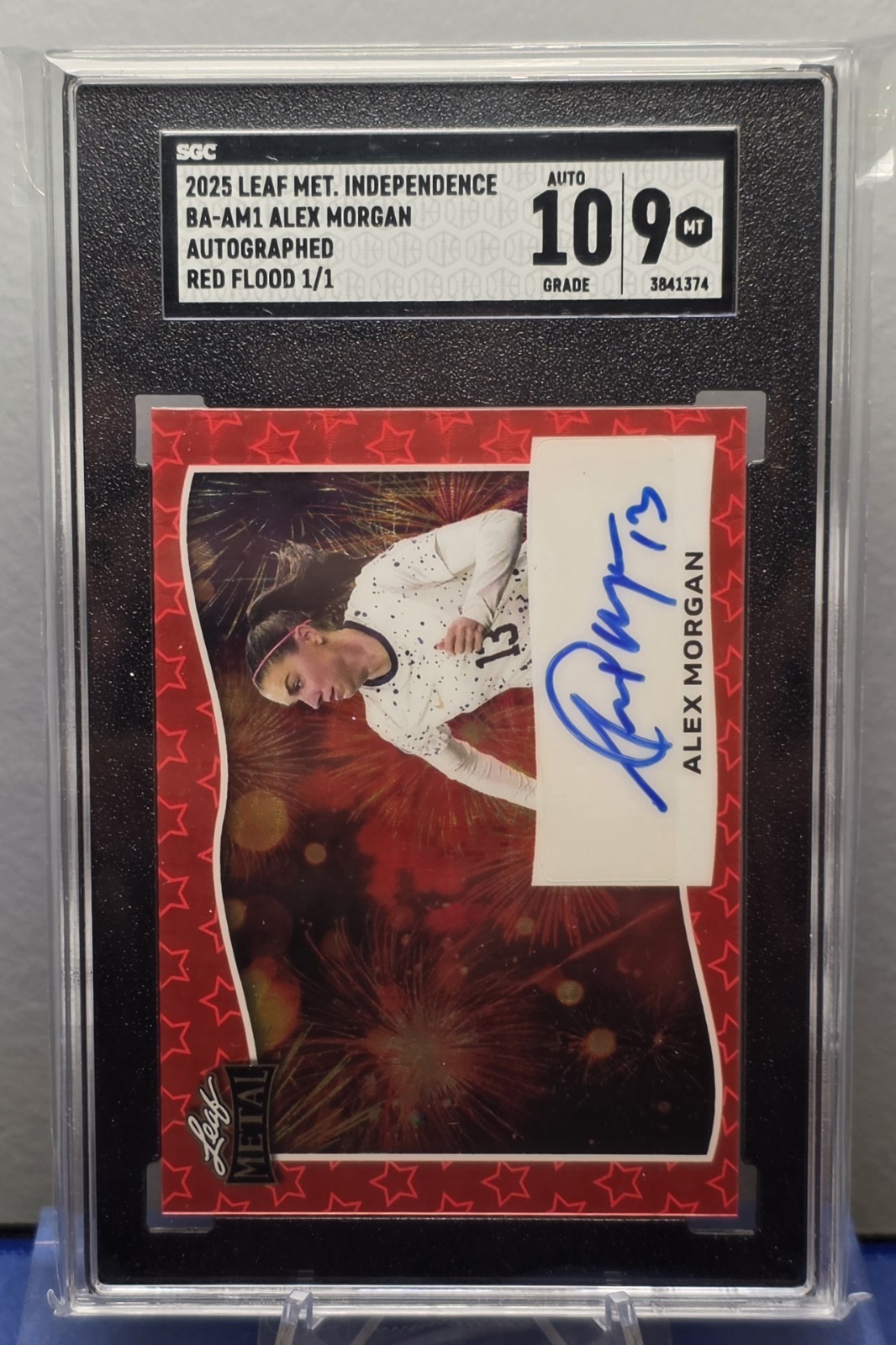 2025 Leaf Metal Independence Day Red Flood Alex Morgan 1/1 Mint SGC 9 10 Auto