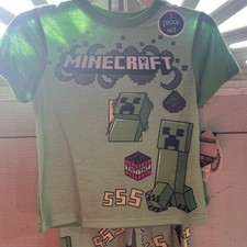 MINECRAFT Pajamas Size 10 Boys 3 Piece Set Shirt Shorts Pants Creeper NWT