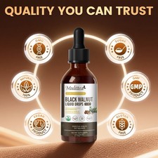 Black Walnut Liquid Drops w/Wormwood Clove Garlic Digestive Detox Gut Balance