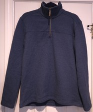 Men's Blue G.H. Bass  Co 1/4 Zip Fleece Lined Knit Sweater Size Medium