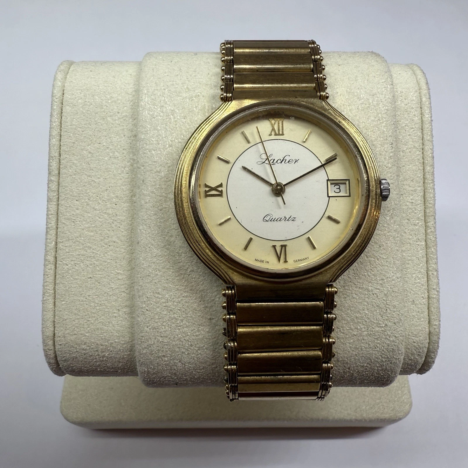LACHER Quartz Made in Germany Gold Tone Women Dress Vintage Watch W90 *WORKING