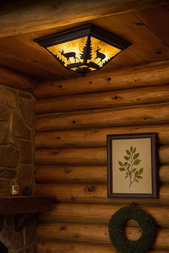 Vaxel Lighting CC55414 Bryce 3 Light Flush Mount Indoor Ceiling - Bronze 2Pices - Image 2 of 4