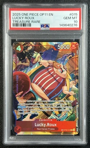 LUCKY ROUX PSA 10 2025 ONE PIECE #OP09-015 OP11 EN TREASURE RARE 0276