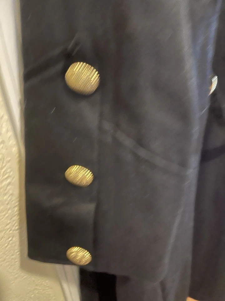 Pirate Renaissance SCA Cosplay Abrigo Largo Negro Para Hombre Borde Dorado Botones XL Foto 3 de 4