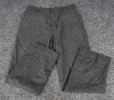 J Crew Suit Pants 33x30 Gray Chalk Striped Wool Button Fly Trousers Hong Kong