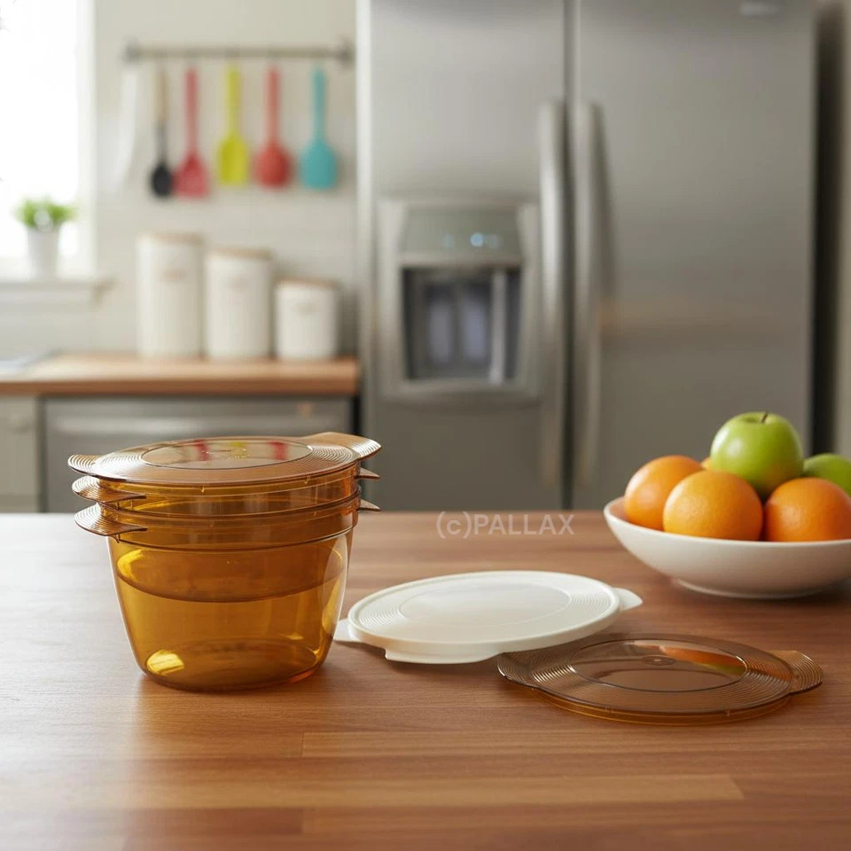 TUPPERWARE K39 MICRO-COOK KOMBI KASSEROLLEN-SET 1,5 L 2,25 L GELB MIKROWELLE - Bild 2 von 3