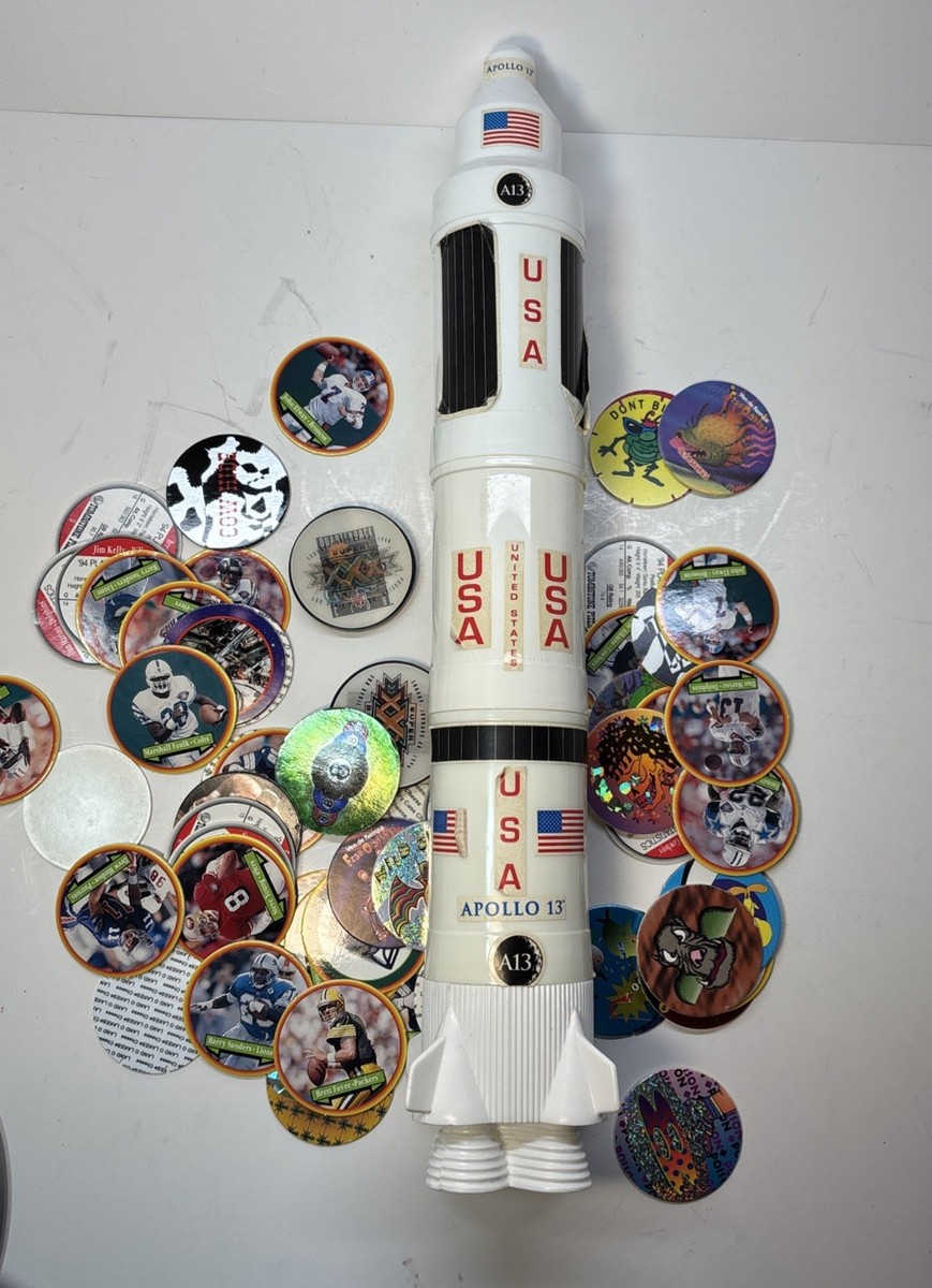 Vtg 1995 Hardee's Apollo 13 Toy Rocket Storage Pogs Lot Slammers