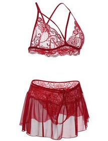 Women Sexy Lingerie Babydoll Sleepwear Underwear Lace Bralette,Skirt,G-String US