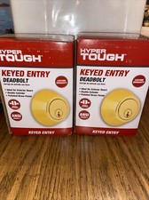  2 Hyper Tough Keyed Entry Deadbolts Polished Brass