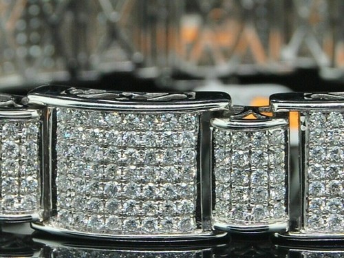VVS1 Round Diamond 14MM Simulated Men's Charm Bracelet 925 Sterling Silver - Picture 4 of 10