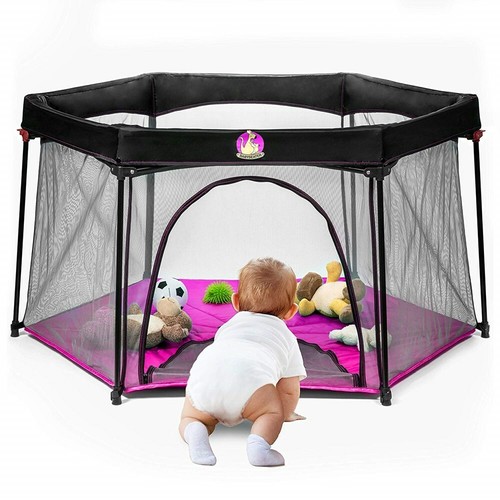 BABYSEATER Portable Playard Playpen Carrying Case for Infants and Babies, Pink - 第 1/7 張圖片