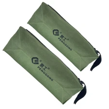 Green Canvas Tool Bag Storage Pouch with Metal Zippers easy carry Multi-Purpose