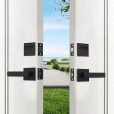 Handle Set w/ Reversible Handle Lever Black Front Door Lock Set Door Handle Set