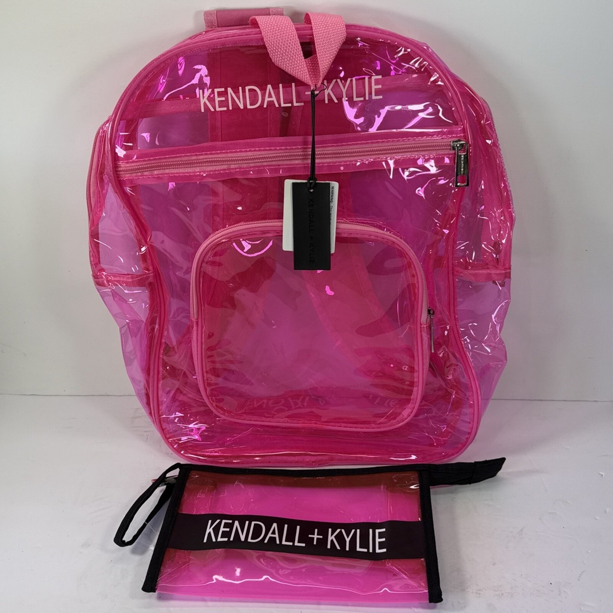 NWT Kendall + Kylie large Hot Pink Transparent Backpack Kendall + Kylie Hot Pink Transparent Backpack & Pouch  main image 4