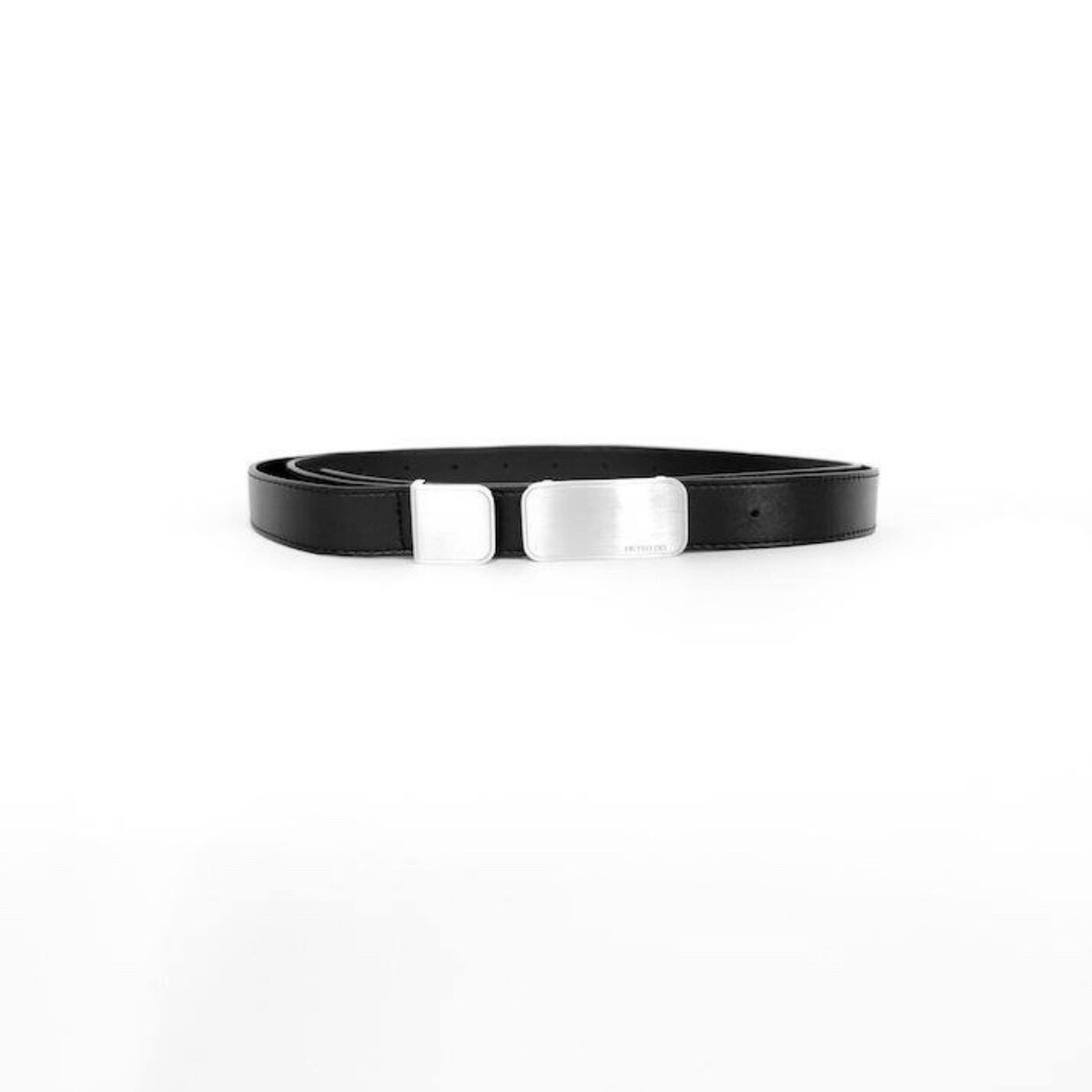 Simple Extra Long Peter Do Metal Block Buckl Leather Belt