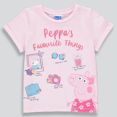 Baby Girls 9-12 Months Pink Peppa Pig T-Shirt Cotton Character Top Tee NEW