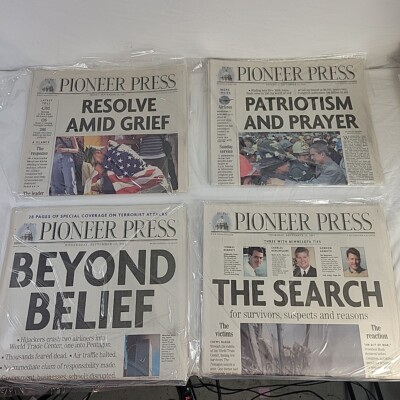  & Sept. 12-15, 2001 Complete Newspapers WTC 9/11 Pioneer Press Vacuum Sealed
