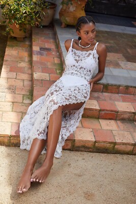 Anthropologie Hemant & Nandita Sheer Lace Midi Dress Size L $490 | eBay