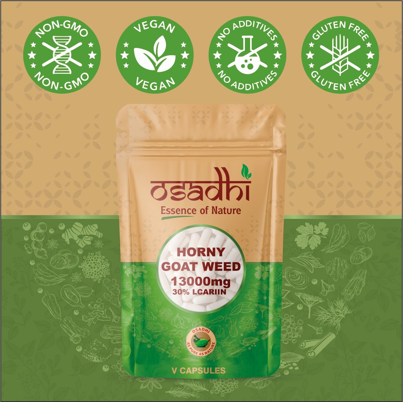 Horny Goat Weed 30 capsule 13.000 mg per tappo 30% Lcariina aumento della libido maschile foto 4