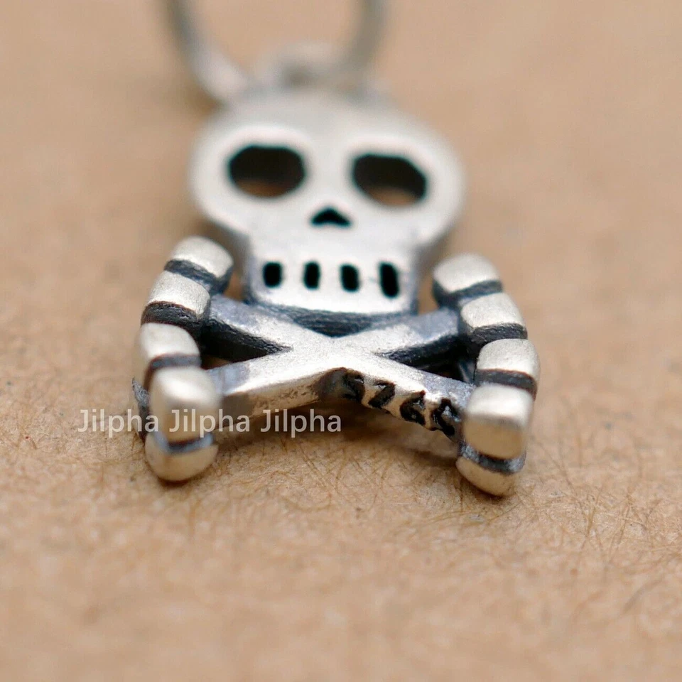 klein Anhänger Schädel Skull 925er Silber Dangle Charm Bead Mini Einhänger A5008 - Bild 3 von 4