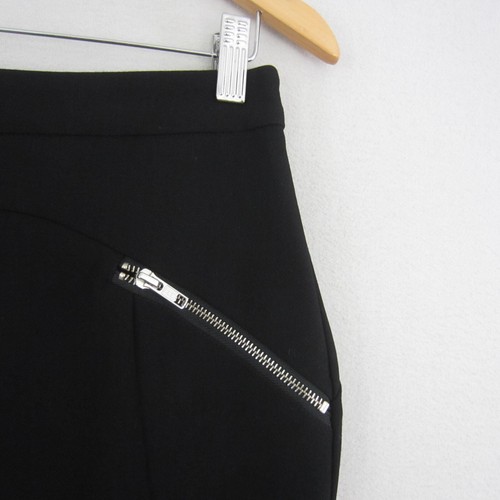 Portmans Skirt Womens 10 Black Straight Pencil Silver Zips Stretch Work Office - Picture 2 of 13