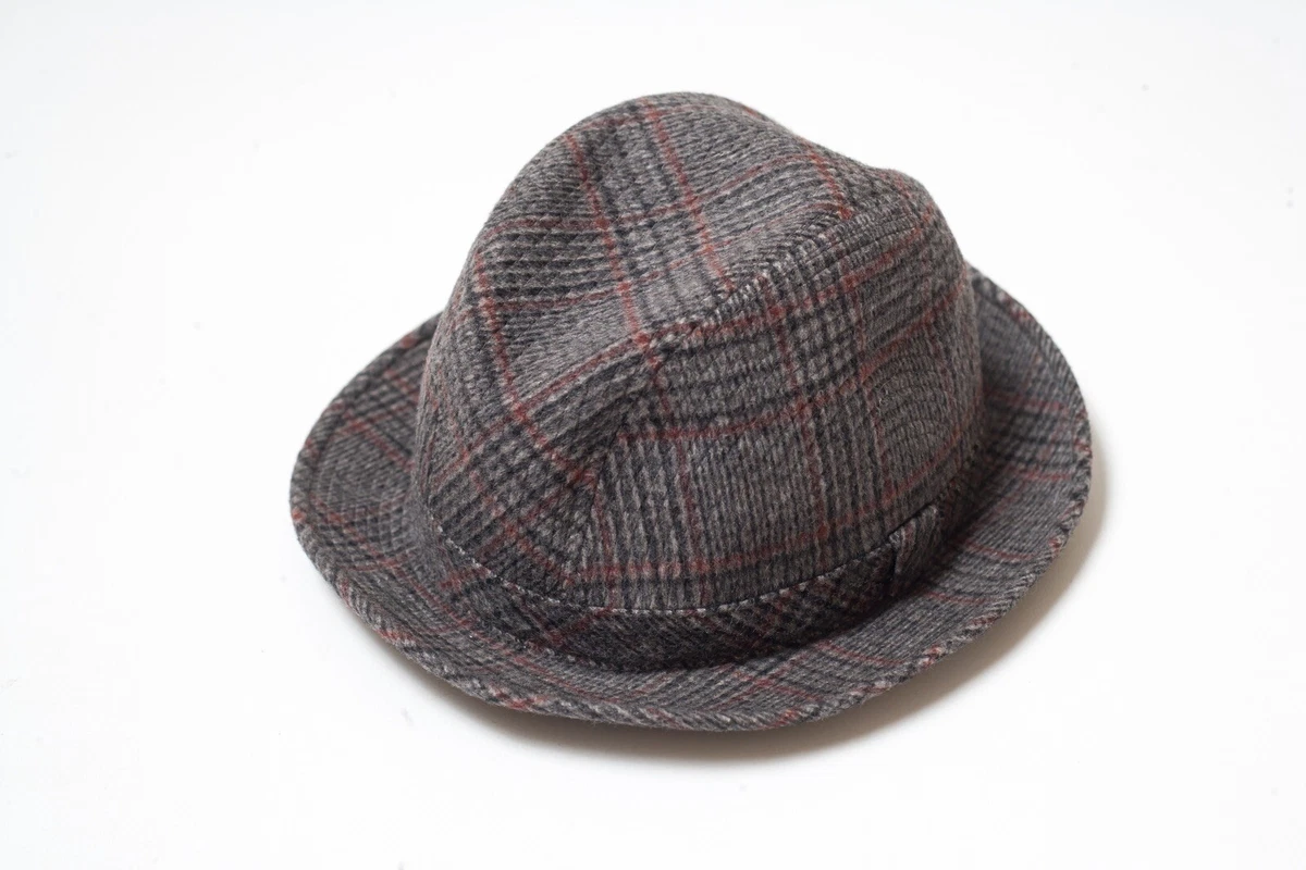Borsalino Fedora Rouge à Carreaux - Taille US 7 3/8 - Neuf Avec étiquettes