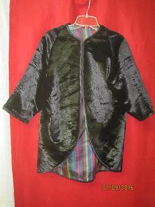 Vintage Black velvet Coat  Size S-M  satin lining