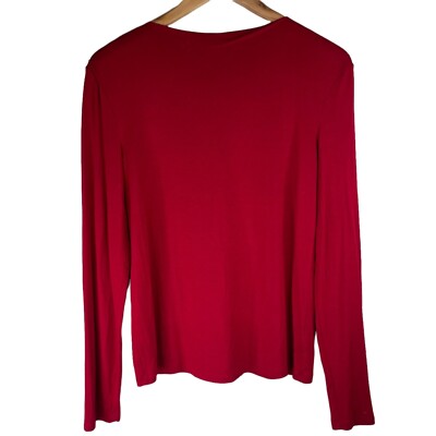 Lauren Ralph Lauren Long Sleeve Top Womens Medium Rayon Red Pullover 