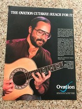 1982 VINTAGE 8X11 PRINT Ad FOR Al DiMeola THE OVATION CUTAWAY ACOUSTIC GUITARS
