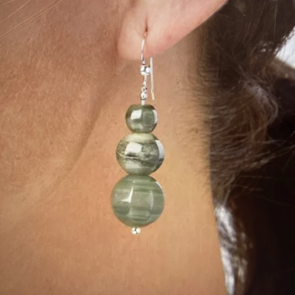 Jay King 2 Pares Pendientes Verde Bandas Vetiver Mongol Violeta Cuentas Gota Nuevo Con Etiquetas Foto 2 de 4