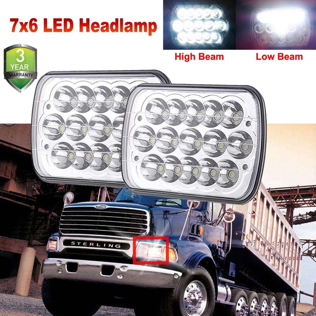 2× CREE LED Headlight 7x6 Headlamp For STERLING TRUCK M7500 A9500
