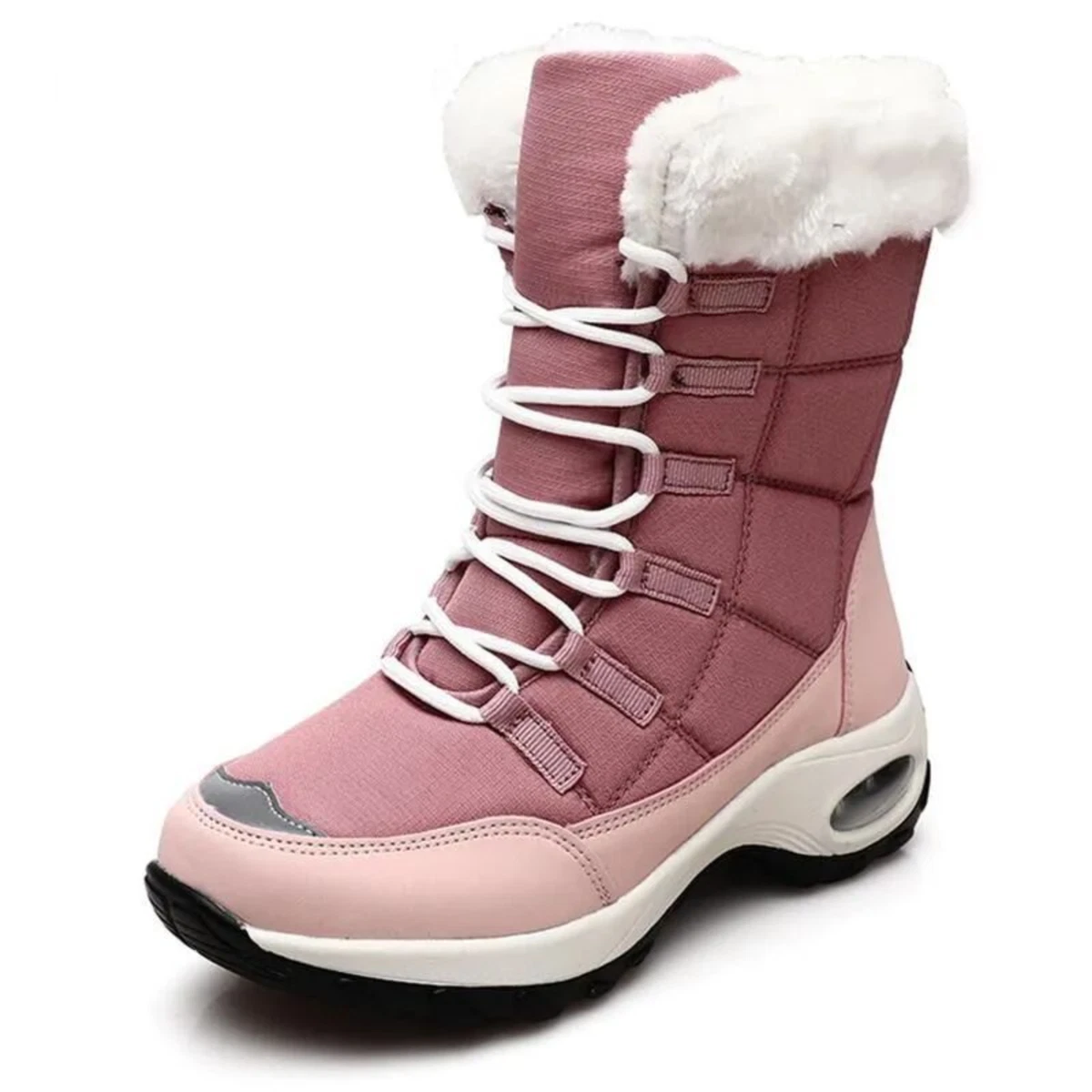 Botas De Nieve Cálidas Para Mujer Botines Cómodos Con Cordones Invierno