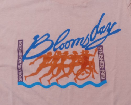 vintage 80s Nike Swoosh 1989 Bloomsday Finisher t shirt L 50/50 marathon running