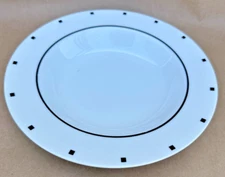 1 Large Rim Soup Bowl Metropolis Black White Sasaki Ehrenreich 1986 Dots 9 1/8"